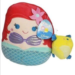 Squishmallows 10 inch little mermaid and flounder stuffed plush NWT